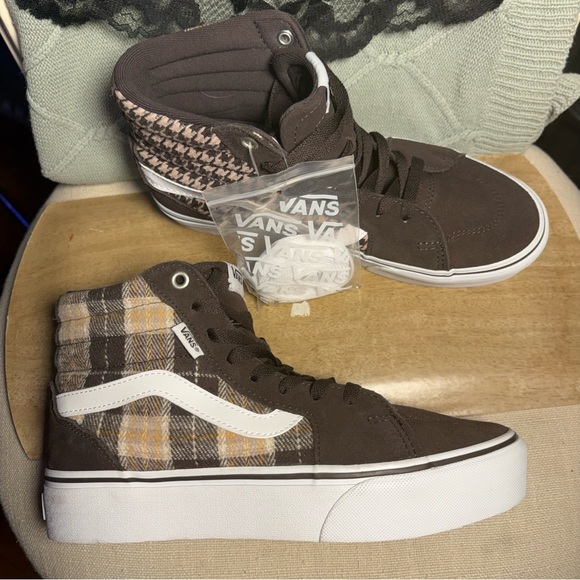 Vans Filmore Hi Pla, Plaid Mix Brown/White platform sole- Sz 8.5 VN0A5EM7NWH new - Picture 8 of 14